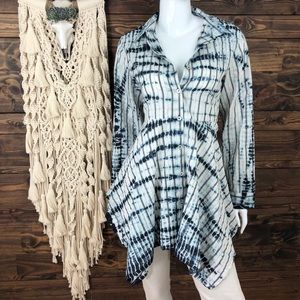 Studio West | Sharkbite Hem Tunic Tie Dye Button Down‎